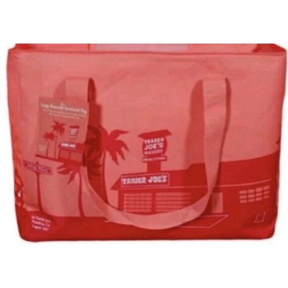 Trader Joe's Large Insulated Reusable Tote Bag 8 Gallon Peach Color New … - Picture 2 of 5